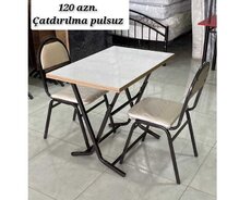 Stol + 2 stul (metbex, bağ üçün)