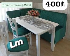 Mətbəx üçün divan+masa+2stul dəsti