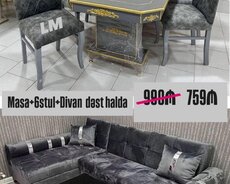 Masa dəsti+künc divan (Fabrik İstehsalı)