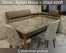 mətbəx üçün masa + divan desti