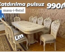 Qonaq otağı üçün, Yeni, Açılmayan, Oval masa, 6 stul