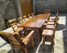 Taxta masa və oturacaqlar (stol və stullar)