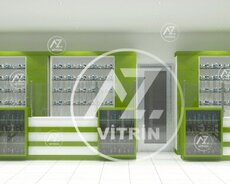 Aptek vitrin polkalar mebel sifarişi