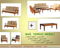 Bağ və ev üçün divan kreslo stol