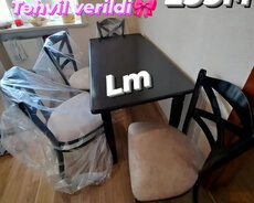 mətbəx üçün masa + 4 stul desti