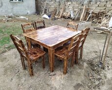 Taxta Masa və oturacaqlar