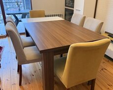 Türkiyəni"merinos"firmasinin yemek masasi və 6 ədəd stullari