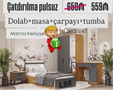 Yataq desti (çarpayi+dolab+yazı masası+tumba)