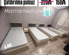 Tək neferlik çarpayı+matras vhediyye