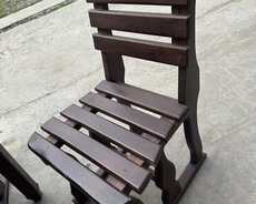 Qoz agacindan həyət və bag üçün stol stul