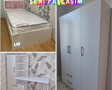 Dolab + çarpayi + yazi masasi